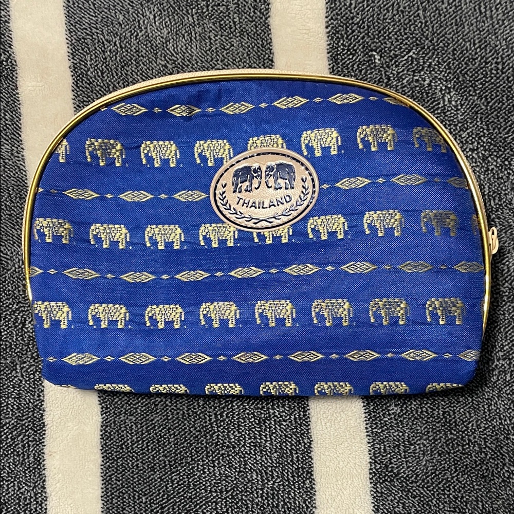 Blue Elephant Pattern Pouch from Thailand